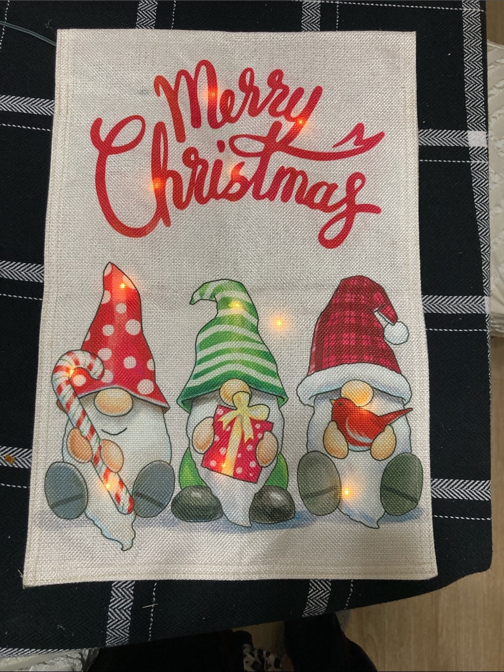 Lighted Gnome Christmas Garden Flag